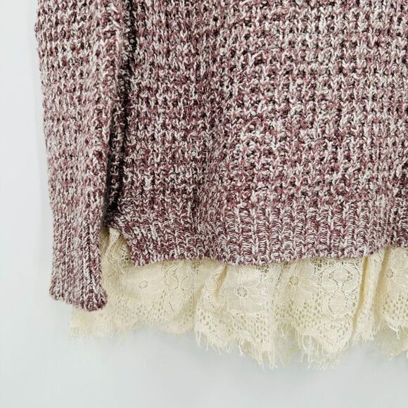 Soft Surroundings Size XS Mauve Marled Soft Spoken Lace Trim Tunic Sweater Top - Picture 5 of 7